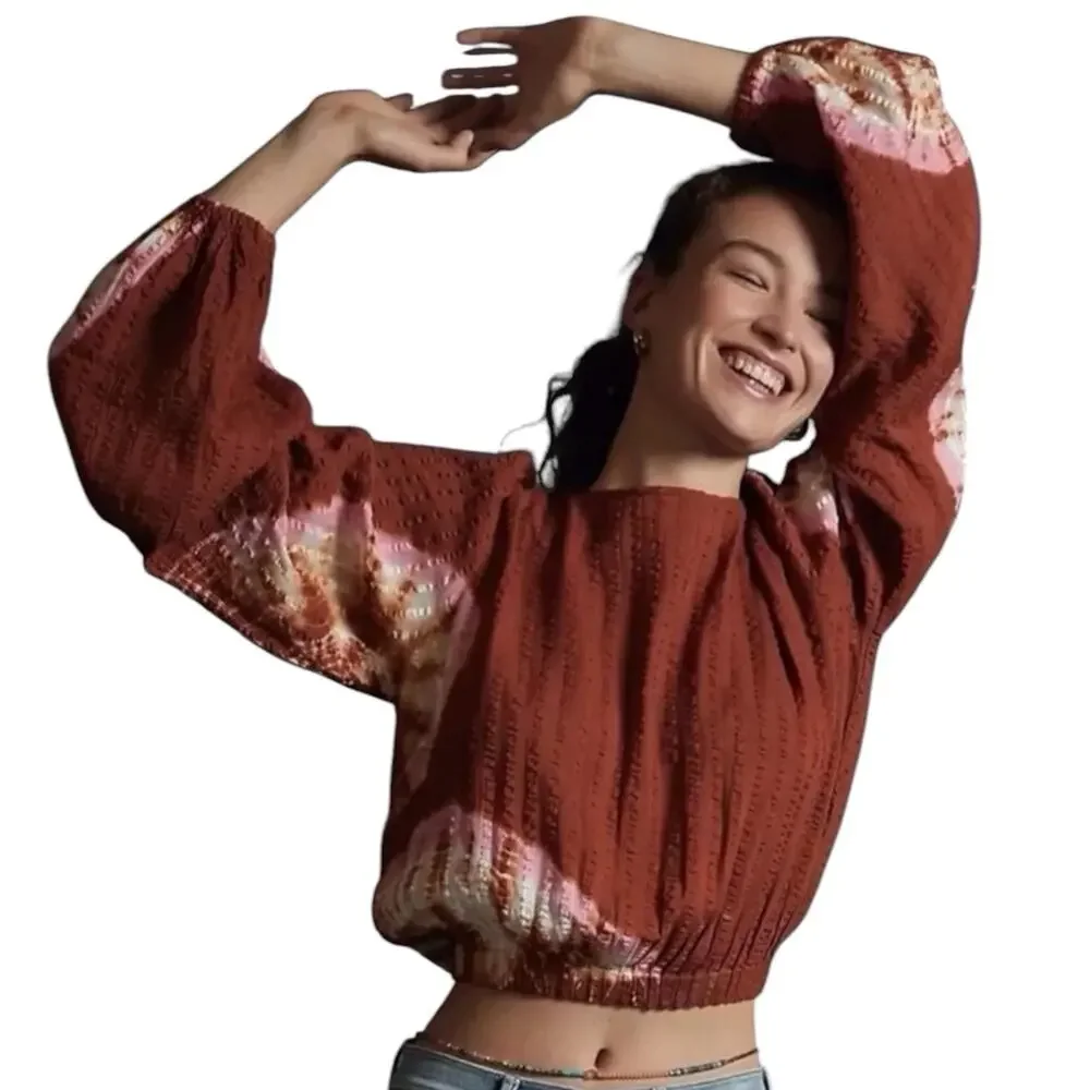 Anthropologie The Odells Tie-Dye Serena Ballon Sleeve Top Small